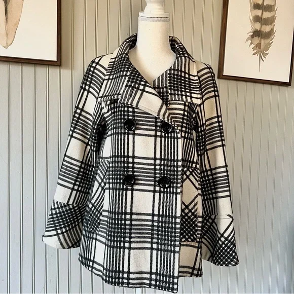 Zara Plaid Peacoat Zara Youth Kids 13/14 Youth Wool Blend Plaid